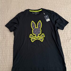Psycho Bunny Men’s Black Tee with Neon Graphic New With Tags Size 5 (M)